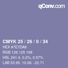 Color code: CMYK 25 / 26 / 0 / 34 | qconv.com