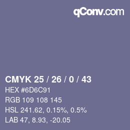 カラーコード: CMYK 25 / 26 / 0 / 43 | qconv.com