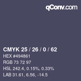 Color code: CMYK 25 / 26 / 0 / 62 | qconv.com