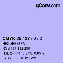 カラーコード: CMYK 25 / 27 / 0 / 2 | qconv.com