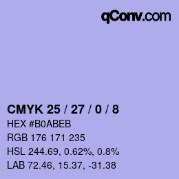 Color code: CMYK 25 / 27 / 0 / 8 | qconv.com