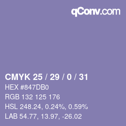 颜色代码: CMYK 25 / 29 / 0 / 31 | qconv.com