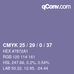 Color code: CMYK 25 / 29 / 0 / 37 | qconv.com