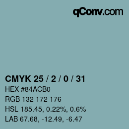 カラーコード: CMYK 25 / 2 / 0 / 31 | qconv.com