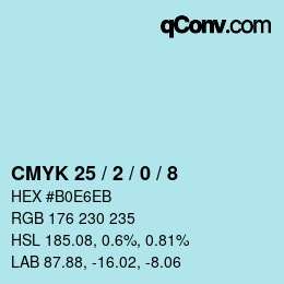 Color code: CMYK 25 / 2 / 0 / 8 | qconv.com