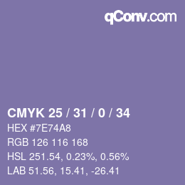 Código de color: CMYK 25 / 31 / 0 / 34 | qconv.com