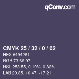 Color code: CMYK 25 / 32 / 0 / 62 | qconv.com