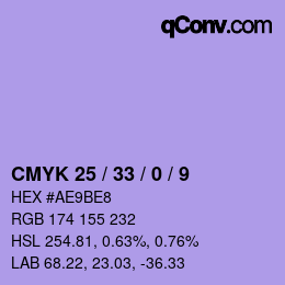 颜色代码: CMYK 25 / 33 / 0 / 9 | qconv.com