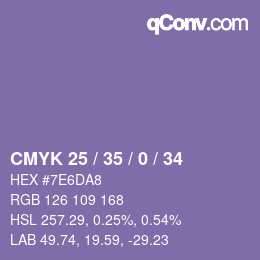 Color code: CMYK 25 / 35 / 0 / 34 | qconv.com
