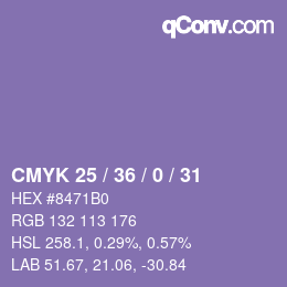 カラーコード: CMYK 25 / 36 / 0 / 31 | qconv.com