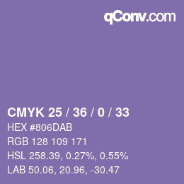 Color code: CMYK 25 / 36 / 0 / 33 | qconv.com