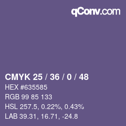Farbcode: CMYK 25 / 36 / 0 / 48 | qconv.com