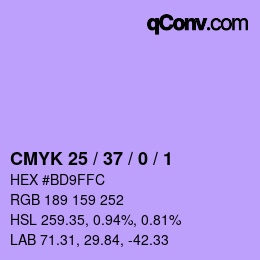 カラーコード: CMYK 25 / 37 / 0 / 1 | qconv.com