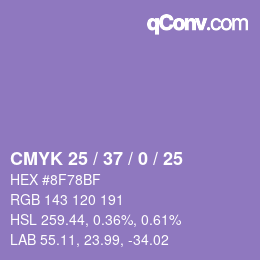 Color code: CMYK 25 / 37 / 0 / 25 | qconv.com