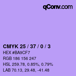 カラーコード: CMYK 25 / 37 / 0 / 3 | qconv.com