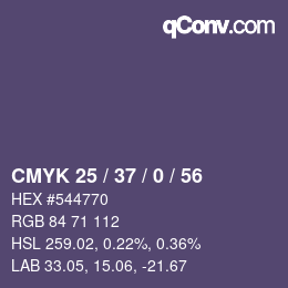 カラーコード: CMYK 25 / 37 / 0 / 56 | qconv.com