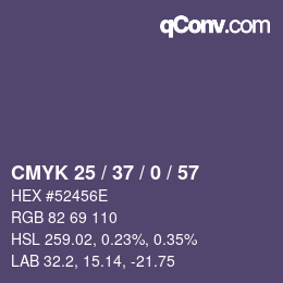 Color code: CMYK 25 / 37 / 0 / 57 | qconv.com