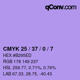 カラーコード: CMYK 25 / 37 / 0 / 7 | qconv.com