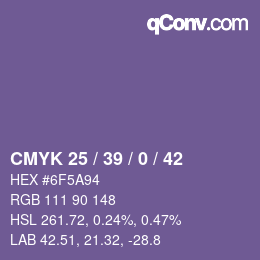 カラーコード: CMYK 25 / 39 / 0 / 42 | qconv.com
