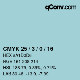 Color code: CMYK 25 / 3 / 0 / 16 | qconv.com