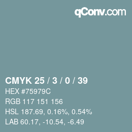 Farbcode: CMYK 25 / 3 / 0 / 39 | qconv.com