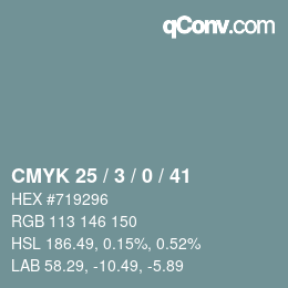 Color code: CMYK 25 / 3 / 0 / 41 | qconv.com