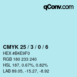 カラーコード: CMYK 25 / 3 / 0 / 6 | qconv.com