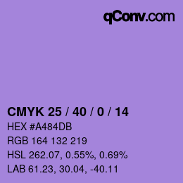 カラーコード: CMYK 25 / 40 / 0 / 14 | qconv.com