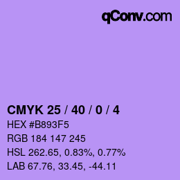 カラーコード: CMYK 25 / 40 / 0 / 4 | qconv.com