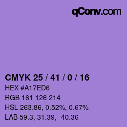 カラーコード: CMYK 25 / 41 / 0 / 16 | qconv.com