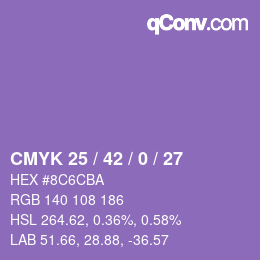 Color code: CMYK 25 / 42 / 0 / 27 | qconv.com