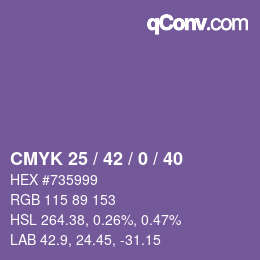 Color code: CMYK 25 / 42 / 0 / 40 | qconv.com