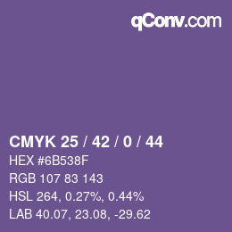 颜色代码: CMYK 25 / 42 / 0 / 44 | qconv.com