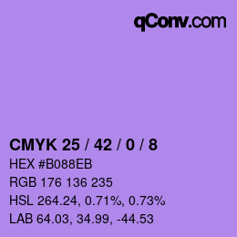 Color code: CMYK 25 / 42 / 0 / 8 | qconv.com