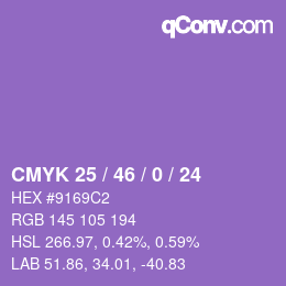 Farbcode: CMYK 25 / 46 / 0 / 24 | qconv.com