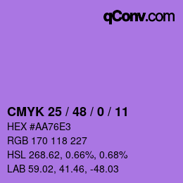 Farbcode: CMYK 25 / 48 / 0 / 11 | qconv.com