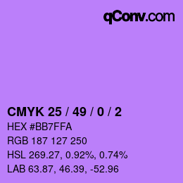 颜色代码: CMYK 25 / 49 / 0 / 2 | qconv.com