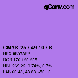 カラーコード: CMYK 25 / 49 / 0 / 8 | qconv.com