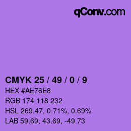颜色代码: CMYK 25 / 49 / 0 / 9 | qconv.com