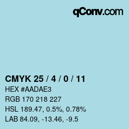 カラーコード: CMYK 25 / 4 / 0 / 11 | qconv.com