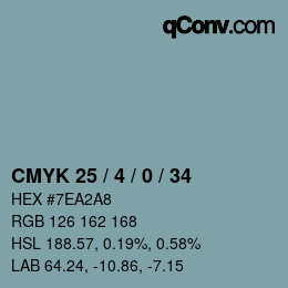 Farbcode: CMYK 25 / 4 / 0 / 34 | qconv.com