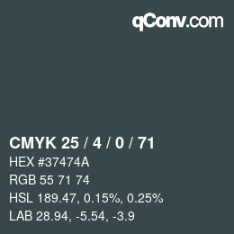 Color code: CMYK 25 / 4 / 0 / 71 | qconv.com