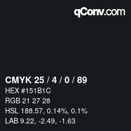 Color code: CMYK 25 / 4 / 0 / 89 | qconv.com