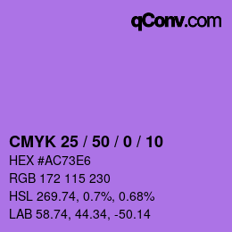 Farbcode: CMYK 25 / 50 / 0 / 10 | qconv.com