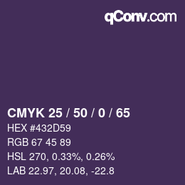 Color code: CMYK 25 / 50 / 0 / 65 | qconv.com