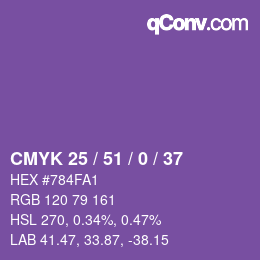 Color code: CMYK 25 / 51 / 0 / 37 | qconv.com