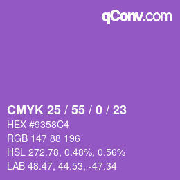 Farbcode: CMYK 25 / 55 / 0 / 23 | qconv.com