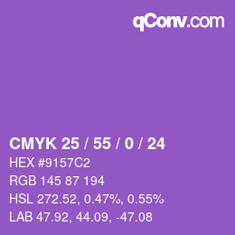 Color code: CMYK 25 / 55 / 0 / 24 | qconv.com