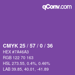 颜色代码: CMYK 25 / 57 / 0 / 36 | qconv.com