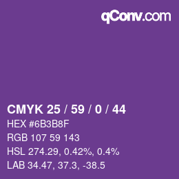 Color code: CMYK 25 / 59 / 0 / 44 | qconv.com